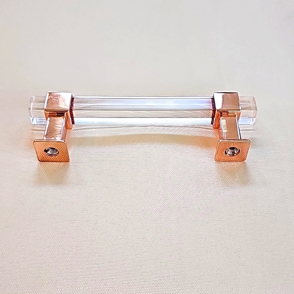 NIZADO 3-3/4 Inch 5 Pack Polished Rose Gold Clear Acrylic Square Cabinet Pulls - Picture 5 of 11